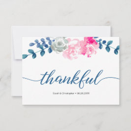 Boho Bliss: Elegante Waterverf dan bloemenbruiloft Bedankkaart