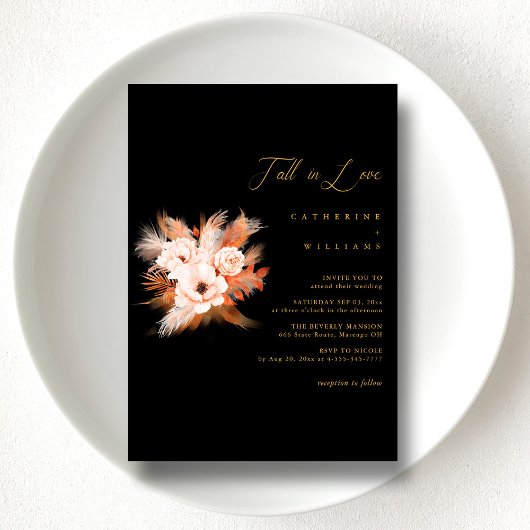 Boho Bliss: Fall in Love Bruiloft Kaart