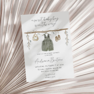 Boho Bliss Watercolor Kleren Jongen Baby Shower Kaart