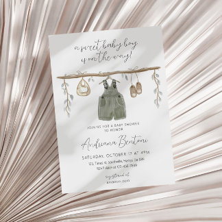 Boho Bliss Watercolor Kleren Jongen Baby Shower Kaart