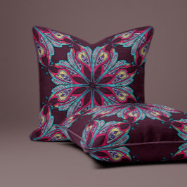 Boho Bloei in Bourgondië Kussen