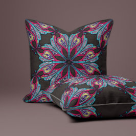 Boho Bloei in Mocca Bruin Kussen
