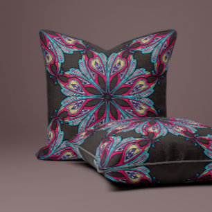 Boho Bloei in Mocca Bruin Kussen