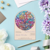 Boho bloeide gebrandschilderde glazen imitatie ver acryl uitnodigingen (Insitu (Huwelijk))