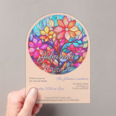 Boho bloeide namaak gebrandschilderd glas verjaard acryl uitnodigingen (Insitu (Draagbaar))