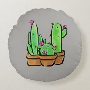 Boho bloeiende Cactus cactussen vetplanten Rond Kussen