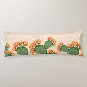 Boho bloeiende paarse cactus lichaamskussen
