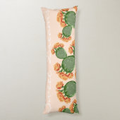 Boho bloeiende Prickly Pear Cactus Sweet Dreams Lichaamskussen (Achterkant (Verticaal))