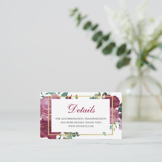 Boho bloeit bruiloft details. Floral insert kaart (Staand voorkant)