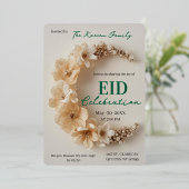Boho bloem 3D halvemaan Eid-feest uitnodiging  (Staand Voorkant)