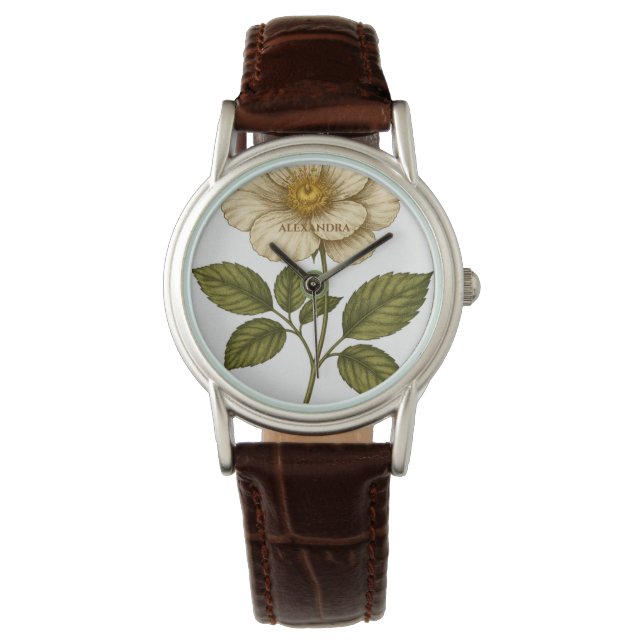 Boho Bloem Aangepaste Naam Horloge (Voorkant)