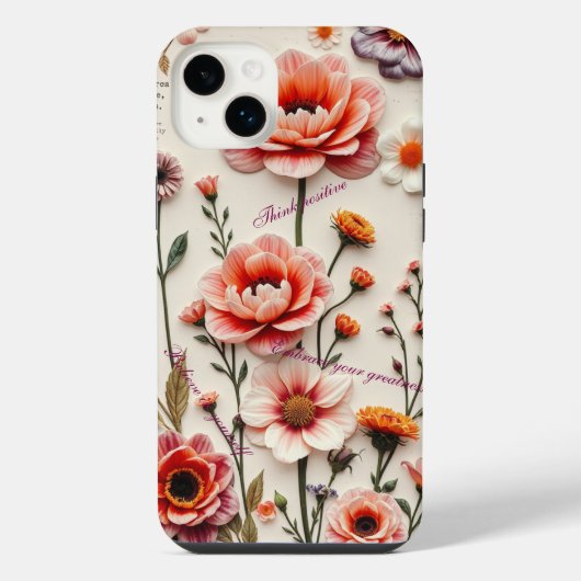 boho bloem aanpasbare quote iPhone hoesje (Achterkant)