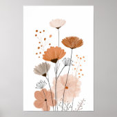 Boho Bloem Abstract | Neutraal Terracotta Botanica Poster (Voorkant)