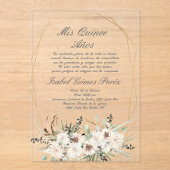 Boho bloem acryl Quinceanera uitnodiging (Voorkant)