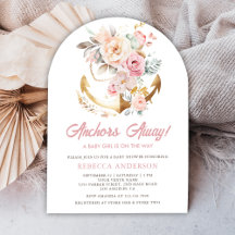 Boho Bloem Anker Nautisch Meisje Boog Baby Shower