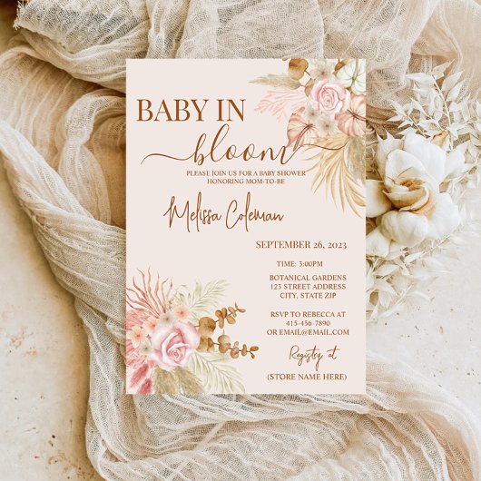 Boho Bloem Baby In Bloei Baby Shower Kaart