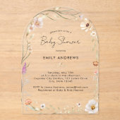 Boho Bloem Baby Shower Acryl Uitnodigingen (Voorkant)