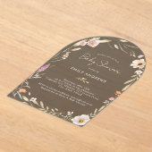 Boho Bloem Baby Shower  Acryl Uitnodigingen (Laagn)