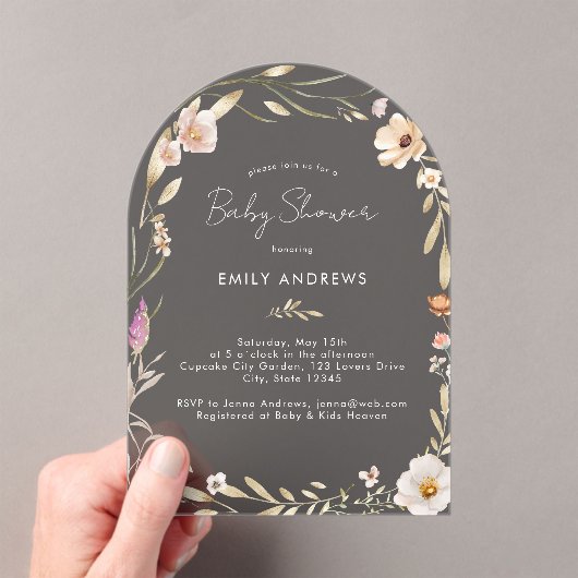 Boho Bloem Baby Shower  Acryl Uitnodigingen (Insitu (Draagbaar))