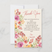 Boho Bloem Beschilderde Bruidsfeest Dankjewel Bedankkaart (Voorkant)