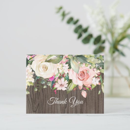 boho bloem, bloem verjaardag bedank kaart (Staand voorkant)