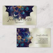 Boho Bloem Blue Mandala Chic Yoga-instructrice Gou Visitekaartje (Voorkant / Achterkant)
