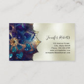 Boho Bloem Blue Mandala Chic Yoga-instructrice Gou Visitekaartje (Achterkant)