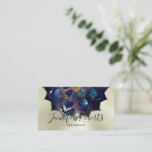 Boho Bloem Blue Mandala Chic Yoga-instructrice Gou Visitekaartje (Staand voorkant)