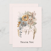 Boho Bloem Boeket in Neutrale Kleuren Dank U Bedankkaart (Voorkant / Achterkant)