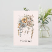 Boho Bloem Boeket in Neutrale Kleuren Dank U Bedankkaart (Staand voorkant)