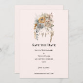 Boho Bloem Boeket in Neutrale Kleuren Trouwen Save The Date (Voorkant / Achterkant)