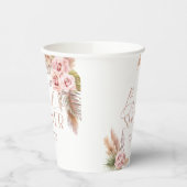 Boho bloem Boho Pampas Roze Goud Papieren Bekers (Links)