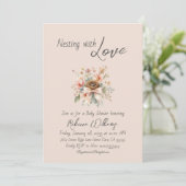 Boho Bloem Boog Baby Shower Nesting Feestje Kaart (Staand voorkant)