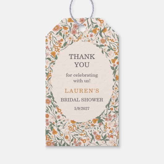 Boho bloem bruids- cadeaulabel (Voorkant)