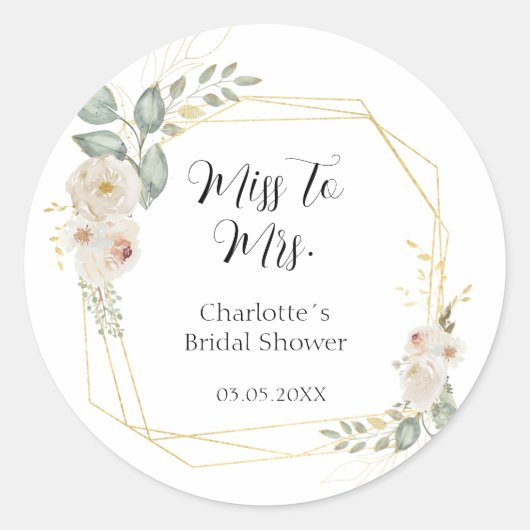 Boho Bloem Bruidsdouche Ronde Sticker (Voorkant)