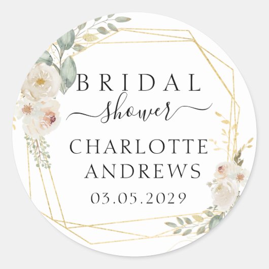 Boho Bloem Bruiloft Feest   Ronde Sticker (Voorkant)