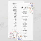 Boho bloem bruiloft menu (Voorkant / Achterkant)