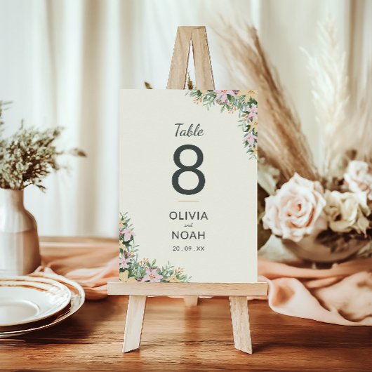 Boho bloem bruiloft tafel nummerkaart kaart