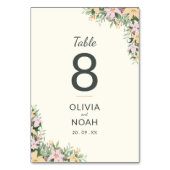 Boho bloem bruiloft tafel nummerkaart kaart (Achterkant)