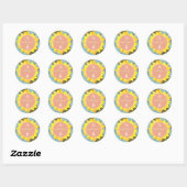 Boho Bloem Bruiloftsmonogram Ronde Sticker (Vel)