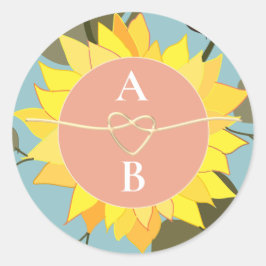 Boho Bloem Bruiloftsmonogram Ronde Sticker