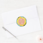Boho Bloem Bruiloftsmonogram Ronde Sticker (Envelop)