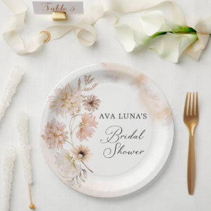 Boho bloem bruiloftsshower papieren bord