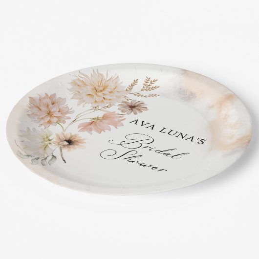 Boho bloem bruiloftsshower papieren bord (Gekanteld)