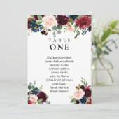 Boho bloem bruine huwelijks zitplaatskaarten kaart (Staand voorkant)