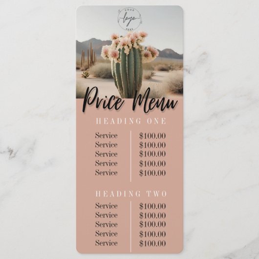 Boho | Bloem Cactus | Prijsmenu | Beleid Blad Menu (Voorkant)