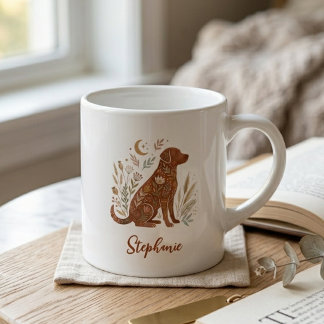 Boho Bloem Celestial Hond Grafisch Espresso Kop