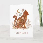 Boho Bloem Celestiale Kat Grafiek Bedankkaart (Voorkant)