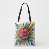 Boho Bloem Clipart Tote Bag (Voorkant)