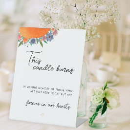 Boho Bloem Deze Kaars Brand In Lieve Herinnering Reclamebord Met Voetstuk
